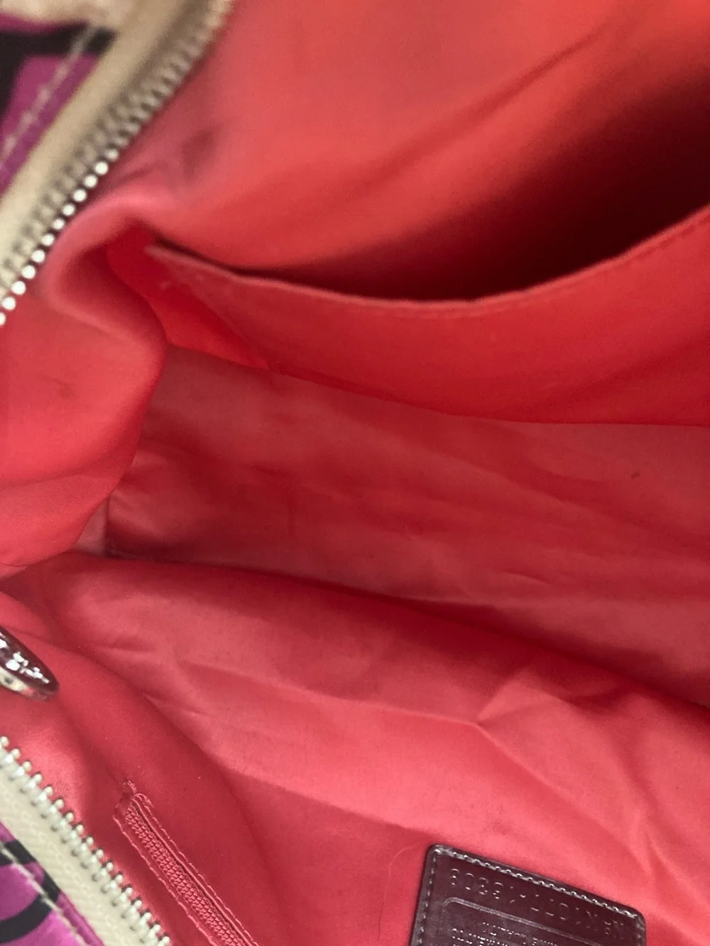 Coach Pink and Silver Floral Graphic Shoulder Bag